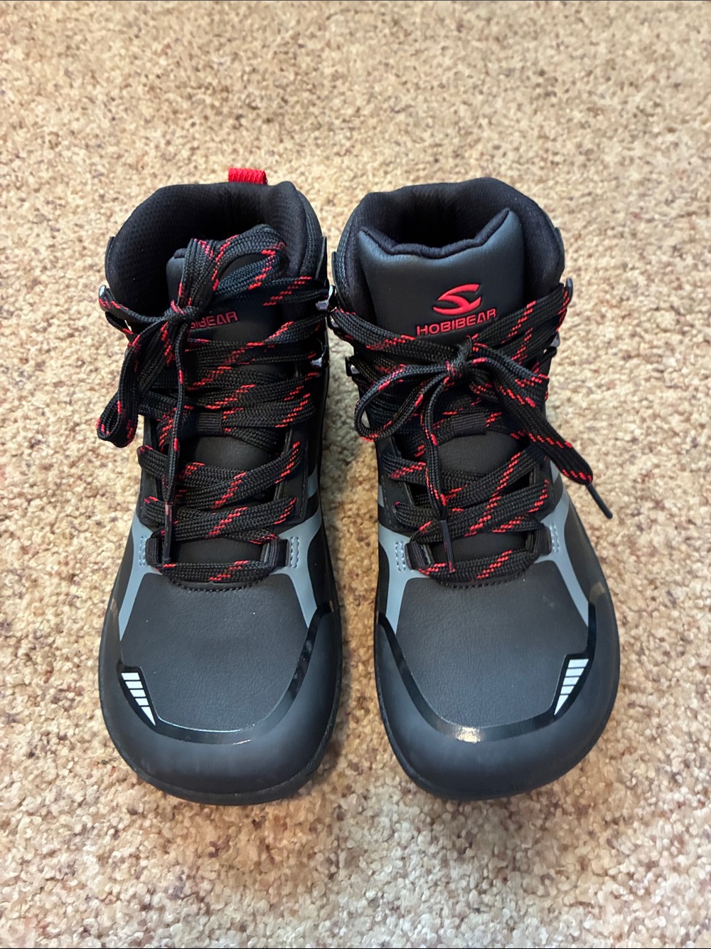 Hobibear Kids' Black and Red Lace-Up Boots